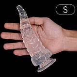 Анальна заглушка, корок стимуляції ануса Octopus Tentacle Small прозорий силікон, фото 5