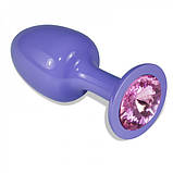 Втулка анальна, пробка для ануса Lovetoy Rosebud Purple 8 см метал, фото 7