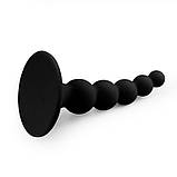 Анальна іграшка, анальний стимулятор Lovetoy Beaded Plug чорний силікон 10см, фото 4