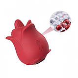 Кліторальний стимулятор, вібромасажер для клітора Rose Romance Blow Stripe Red 10 функцій, фото 6