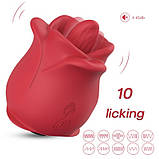 Кліторальний стимулятор, вібромасажер для клітора Rose Romance Blow Stripe Red 10 функцій, фото 8