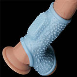 Насадка на пенис, вібраційне кільце Lovetoy Knights Ring з мошонковим рукавом, фото 6