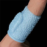 Ерекційне кільце, вібраційне кільце для пеніса Lovetoy Vibrating Drip Knights Ring Blue, водонепроникний, фото 7