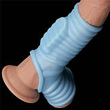 Ерекційне кільце, вібраційне кільце для члена Lovetoy Vibrating Knights Ring з мошонковим рукавом, фото 4