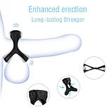 Ерекційне кільце, вібро кільце для члена Love Distance Triple Fun Ring Black силікон, фото 5