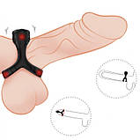 Ерекційне кільце, вібро кільце для члена Love Distance Triple Fun Ring Black силікон, фото 8