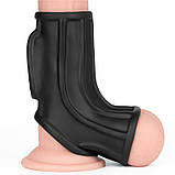 Ерекційне кільце, вібро кільце для пеніса Lovetoy Vibrating Ridge Knights Ring з мошонковим рукавом, фото 7