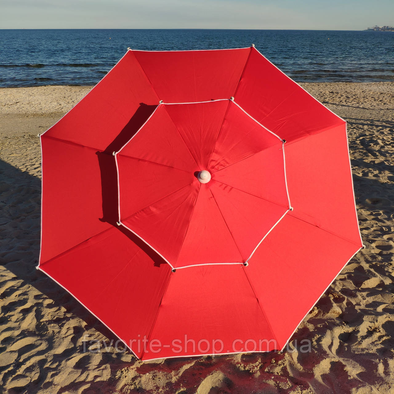 Пляжна парасолька 2.3м з подвійним куполом в чохлі