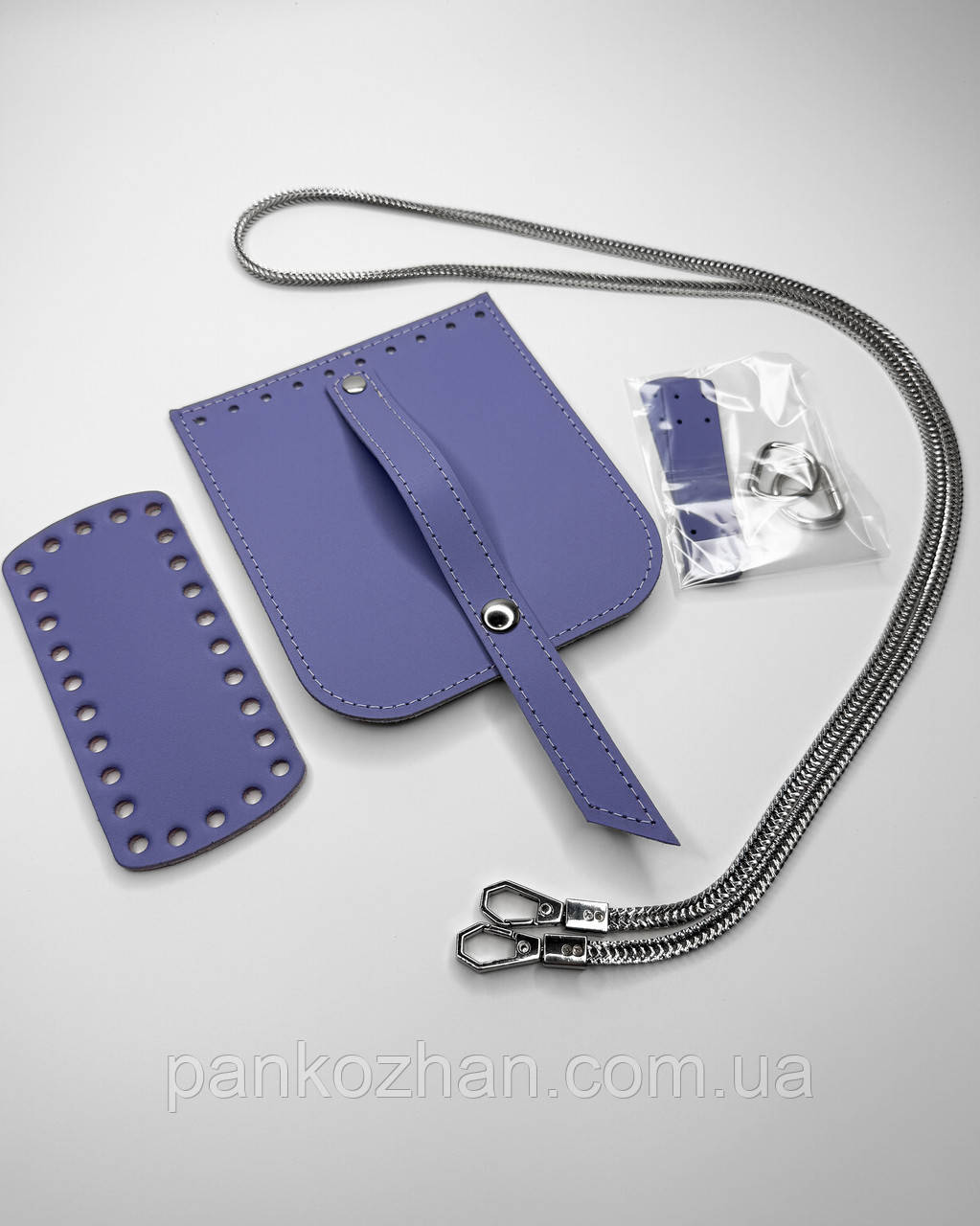 Набір шкіряної фурнітури для МК Mini Bag фіалка , натуральна шкіра, фото 1