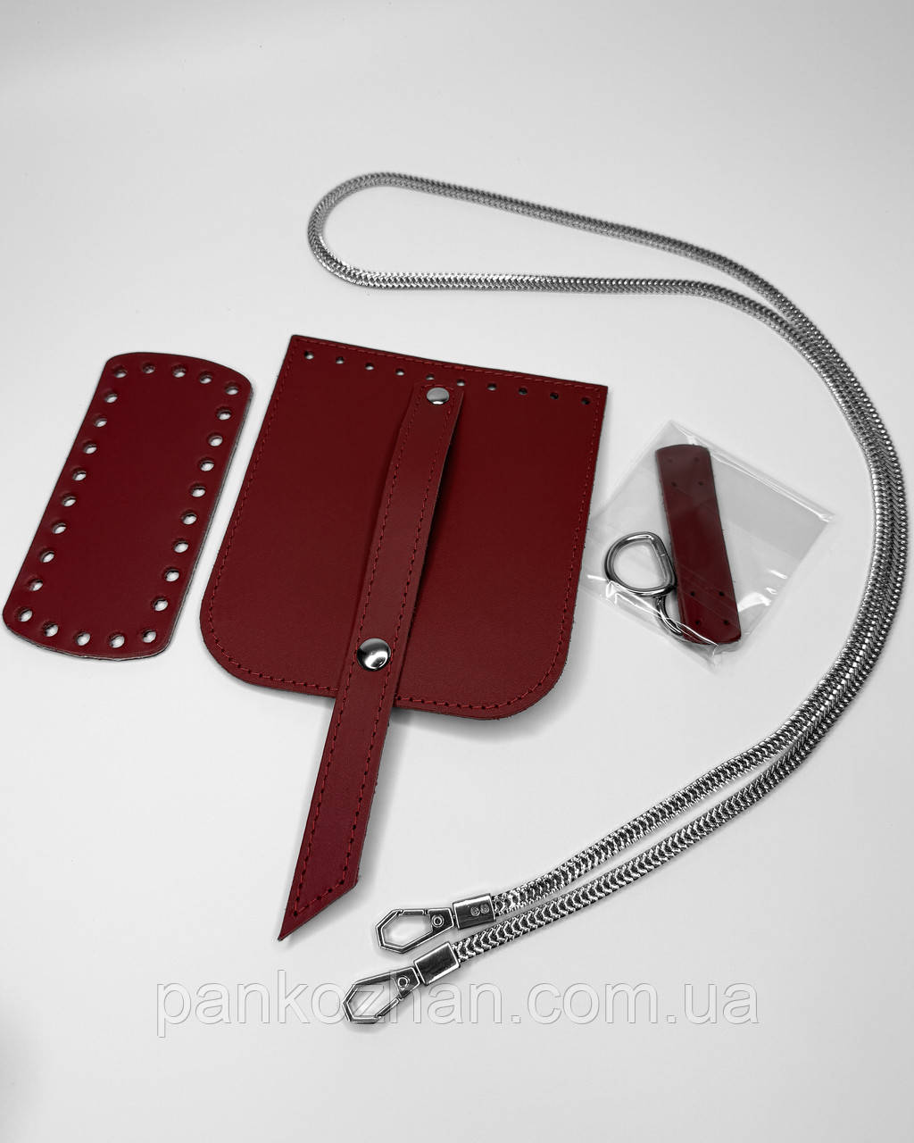 Набір шкіряної фурнітури для МК Mini Bag червоний натуральна шкіра, фото 1