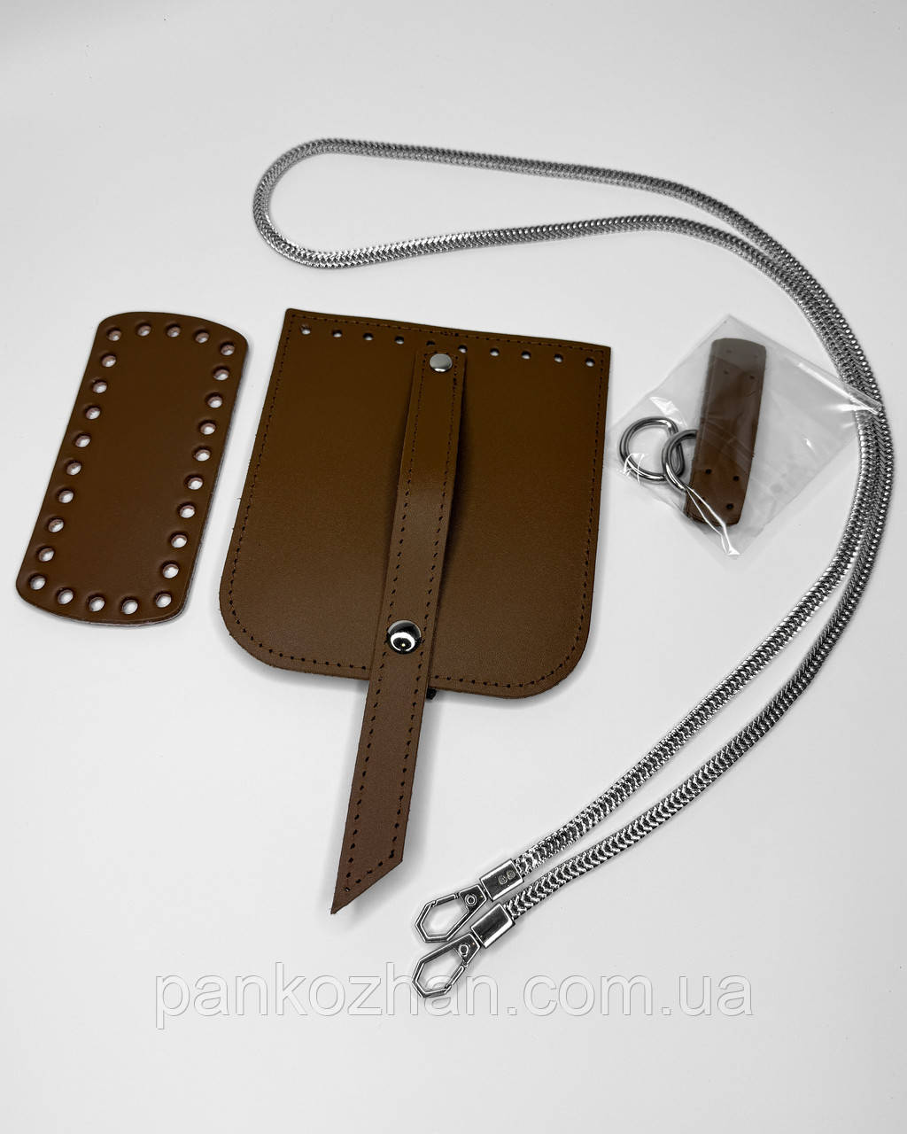 Набір шкіряної фурнітури для МК Mini Bag , карамель натуральна шкіра, фото 1