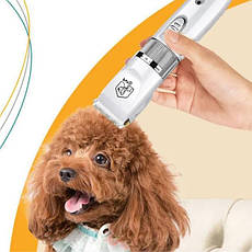 Акумуляторна бездротова машинка для стрижки тварин, кішок і собак GM-634, фото 3