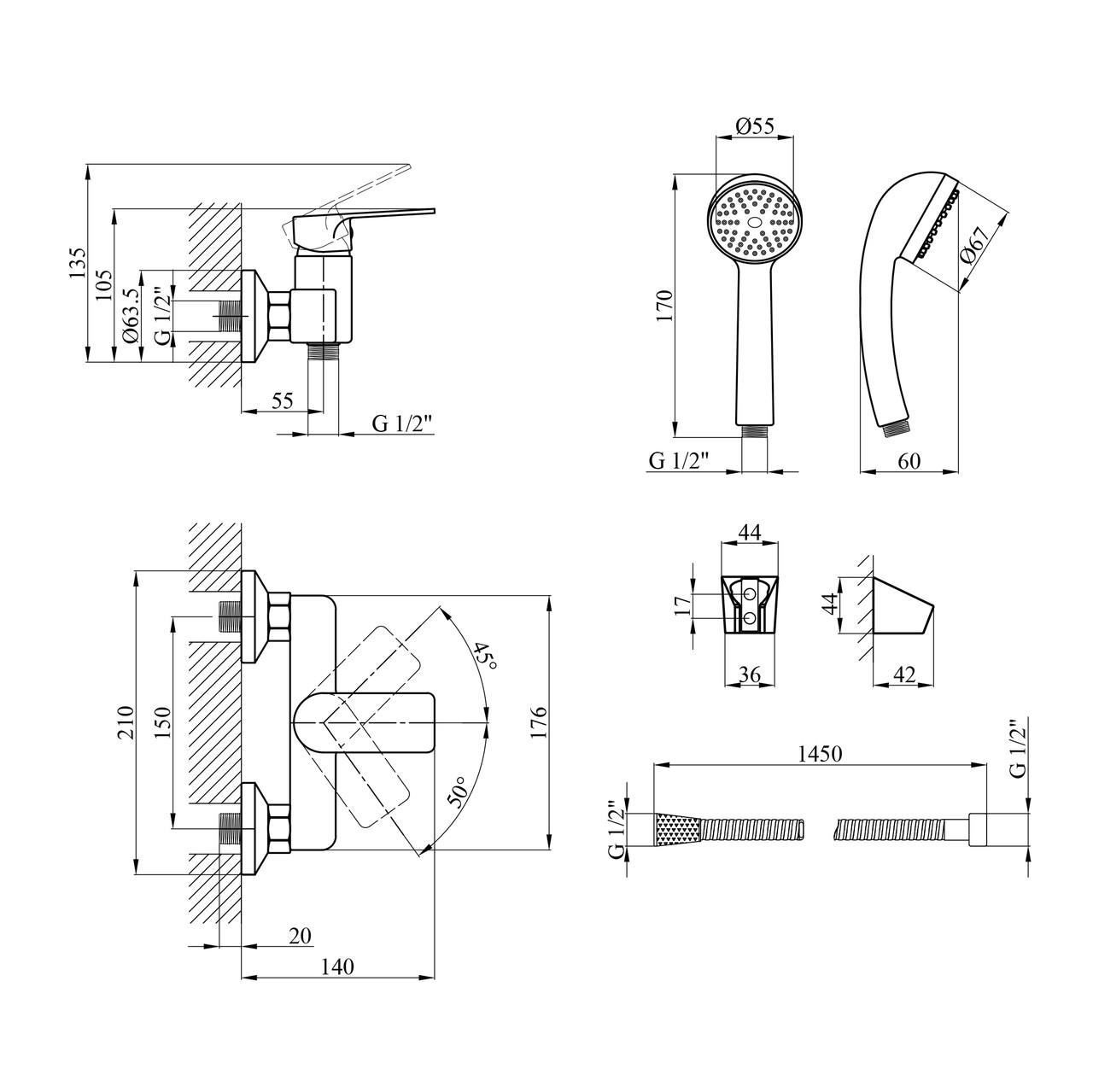 Змішувач для душу Agua Merida — C050