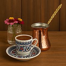 Набір турка мідна та чашка для турецької кави