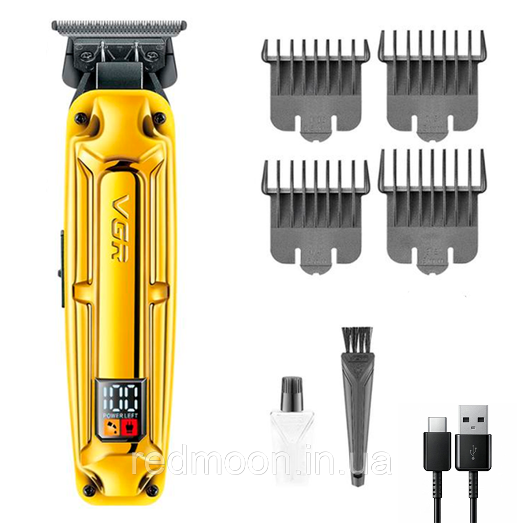 Акумуляторний триммер для волосся + 4 насадки, 2000 mAh, V-904 / Машинка для стрижки волосся / Тример для стрижки, фото 1