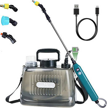 Акумуляторний обприскувач 5л, 2000мАч + насадки / Оприскувач для саду / Обприскувач садовий