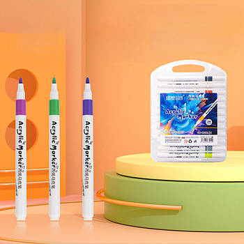 Акрилові маркери для малювання в кейсі, 24шт, Acril-24 / Набір маркерів / Акрилові фломастери для малювання