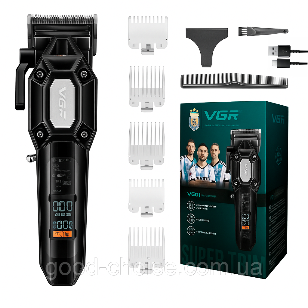 Професійна машинка для стрижки волосся, 7000 об/хв, 2000 mАг, V-600, Чорний / Акумуляторний триммер для волосся, фото 1