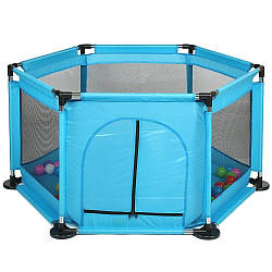 Манеж дитячий з м'яким дном, Блакитний / Манеж майданчик для дітей / Ігровий манеж / Дитячий манеж складаний