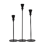 Набір із 3 металевих свічників на тонкій ніжці Чорний мінімалізм Elisey