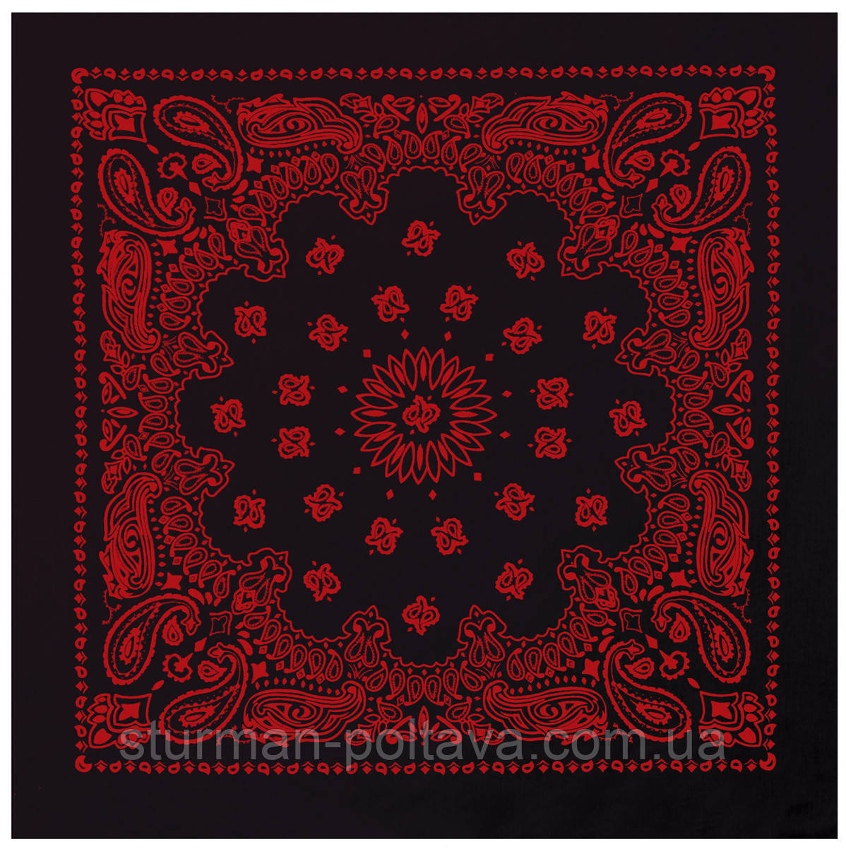 Бандана велика з класичним малюнком чорна з червоним 70х70 см Rothco США, фото 1