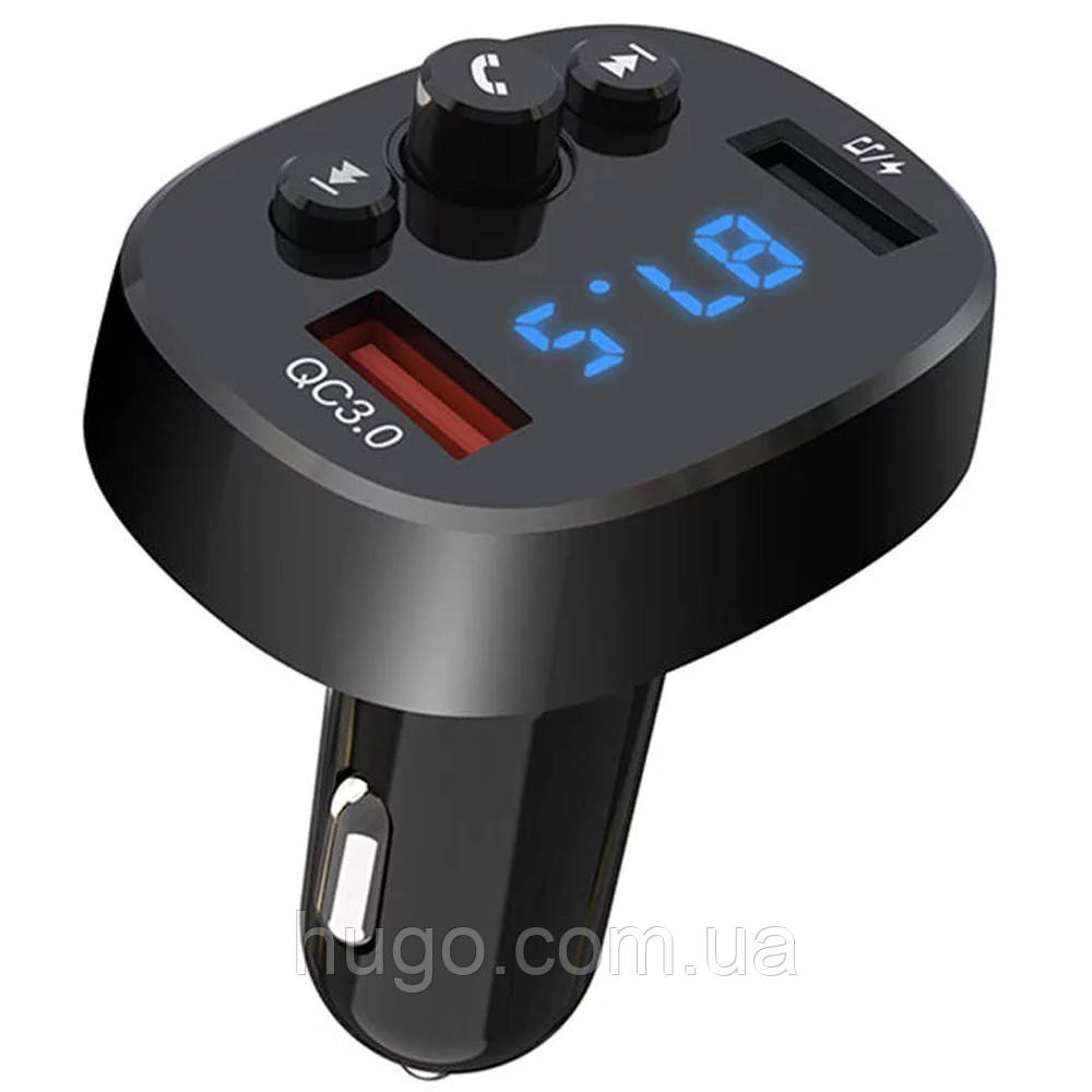 Автомобільний FM-трансмітер XO BCC03 з Bluetooth та швидкою зарядкою QC3.0 18W / FM-трансмітер в машину, фото 1