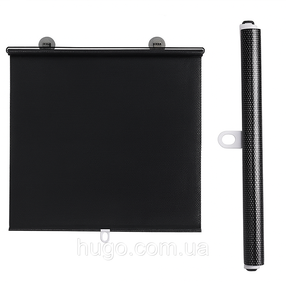 Сонцезахисна рулонна штора на вікно 125х50см, чорна / Сонцезахисна шторка для авто / Шторка від сонця, фото 1