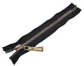 Спіральна блискавка під метал Тип 7 16см Silver нераз'емна колір Чорний зуб золото