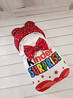 Теплий спальник для новонароджених, принт Kinder, червоний з глітером