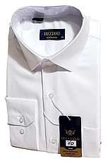 Класична однотонна чоловіча сорочка Lucciano vd-0010 біла з довгим рукавом, ошатна, стильна 45, фото 4