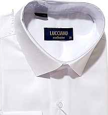 Класична однотонна чоловіча сорочка Lucciano vd-0010 біла з довгим рукавом, ошатна, стильна 45, фото 5