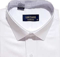 Класична однотонна чоловіча сорочка Lucciano vd-0010 біла з довгим рукавом, ошатна, стильна 45, фото 3
