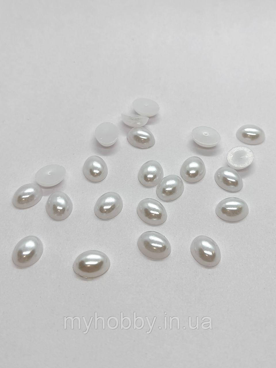 Напівнамистини Овал 8*10мм Білі +-25шт, фото 1