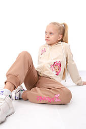 Дитячий спортивний костюм для дівчинки з капюшоном і кишенями, кофта на блискавці, двонитка