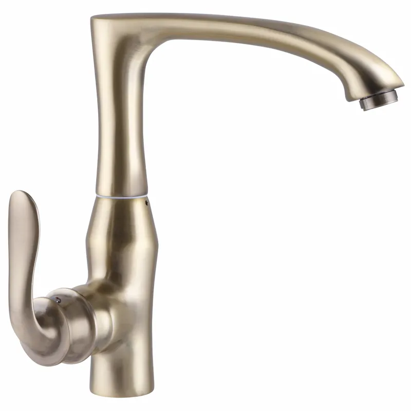 Змішувач для кухні Zerix Z40219-2 (ZX0323) — одноважільний змішувач для кухні з довгим виливом, бронзове покриття