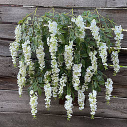 Штучна гілка гліцинії ампельна біла 80 см