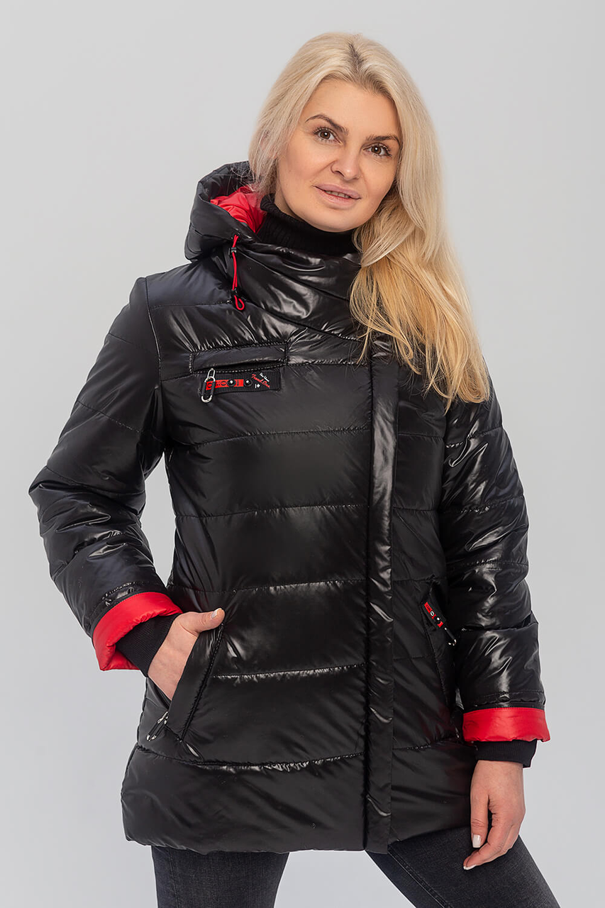 Чорна куртка жіноча демісезонна Мартіна в розмірах 46-60, фото 1