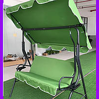 Гойдалки для дачі VOLSO Садова гойдалка зелена Зручні гойдалки для дітей і дорослих Гойдалка садова 3-місна (гойдалка з навісом)