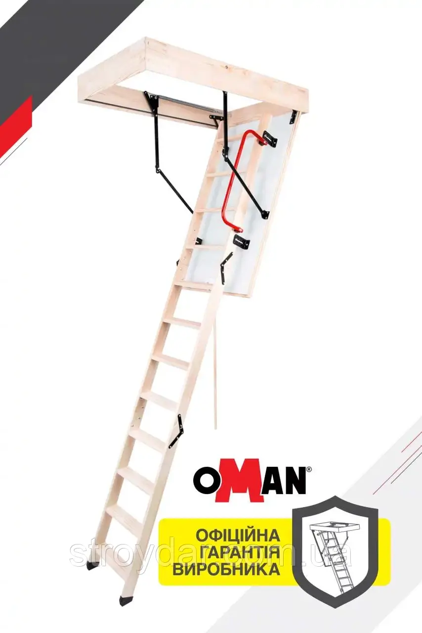 Горищні сходи Oman TERMO LONG PS з поручнем 120х60 мм Н280, фото 1