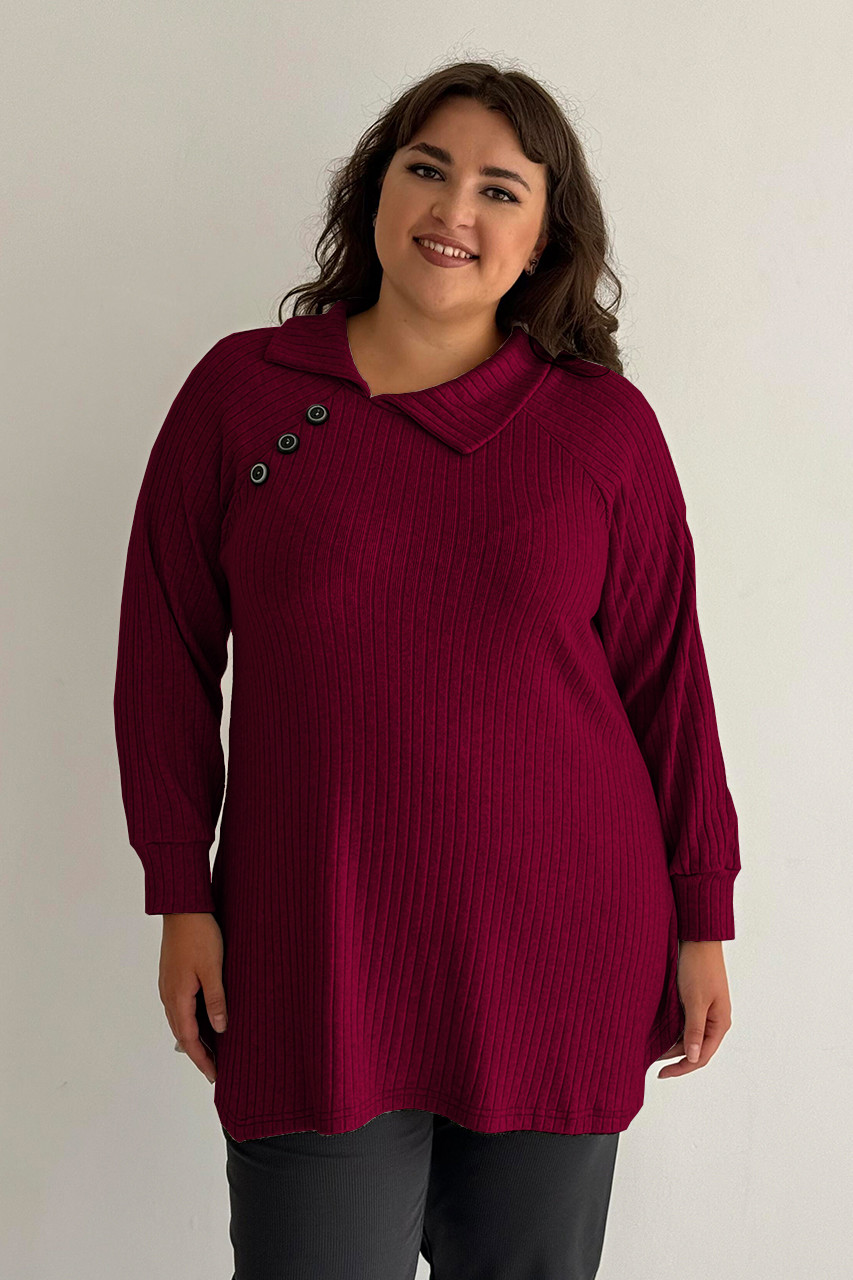 Туніка великих розмірів бордова м'який трикотаж вільна