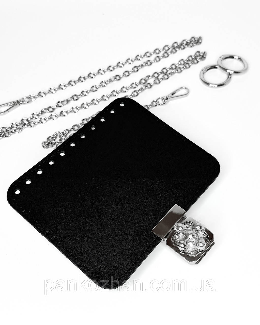 Набір шкіряної фурнітури для сумки міні МК 3.0 чорний, натуральна шкіра, фото 1