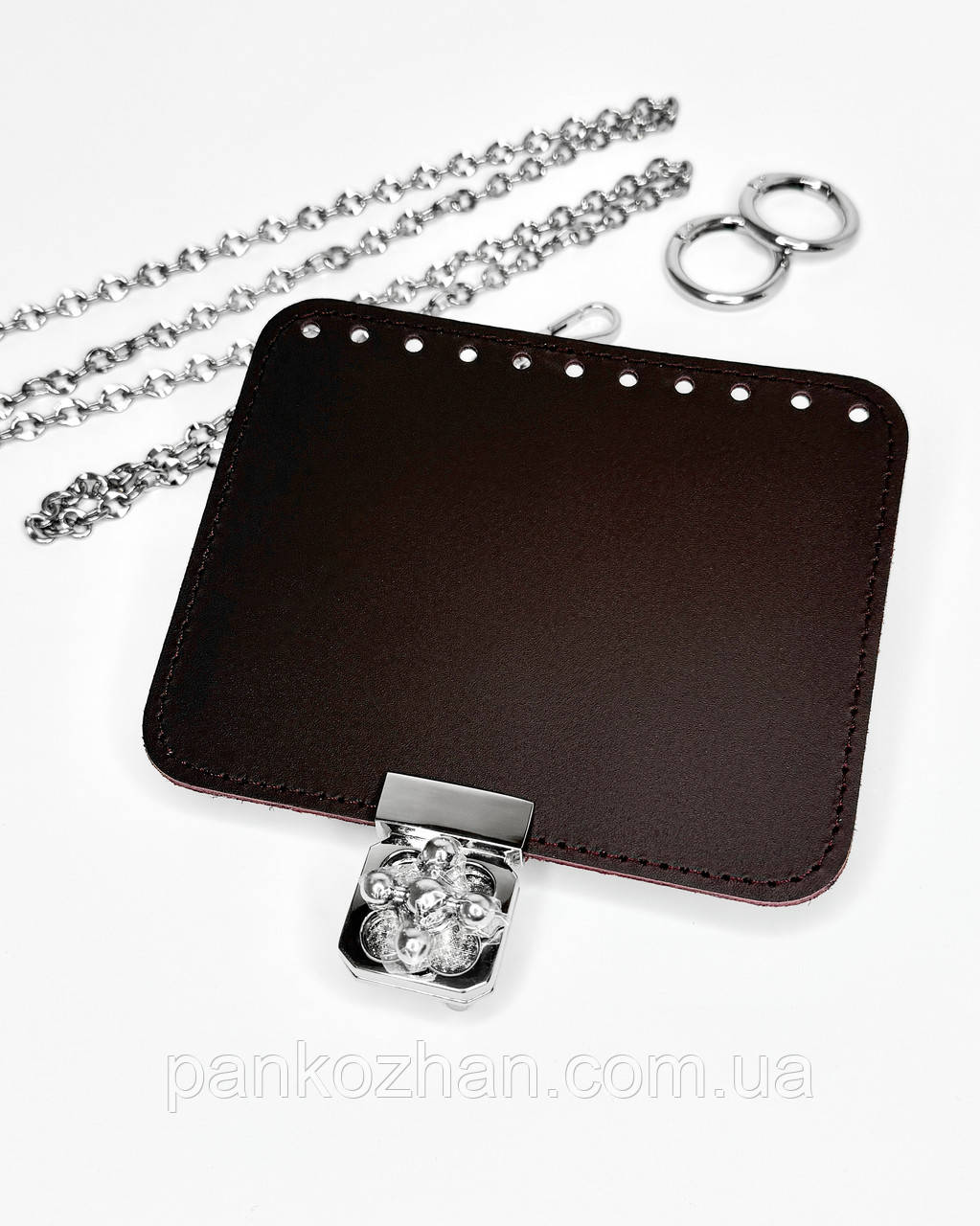 Набір шкіряної фурнітури для сумки міні МК 3.0 винний, натуральна шкіра, фото 1