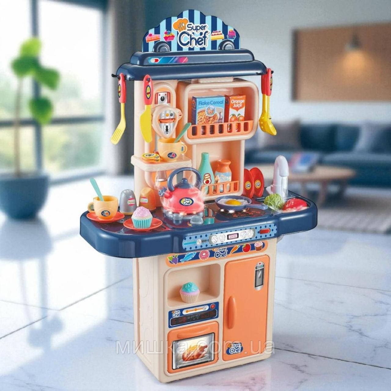 Дитяча кухня 16854С LIMO TOY 28 предметів, висота 70 см, духовка, плита, мийка (вода), фото 1