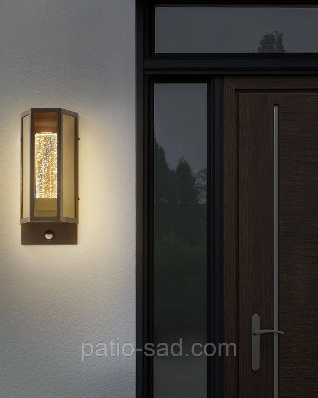 Світлодіодний настінний світильник для саду FRUID з датчиком руху, коричневий, фото 1