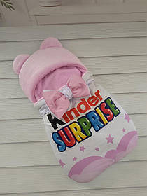 Спальник для новонароджених дівчаток, рожевий з принтом Кіндер сюрприз