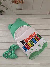 Спальник для новонароджених, м'ятний з принтом Кіндер сюрприз