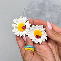 Ромашки із фоамірану БІЛІ на заколці, 100% ручна робота, 2 шт