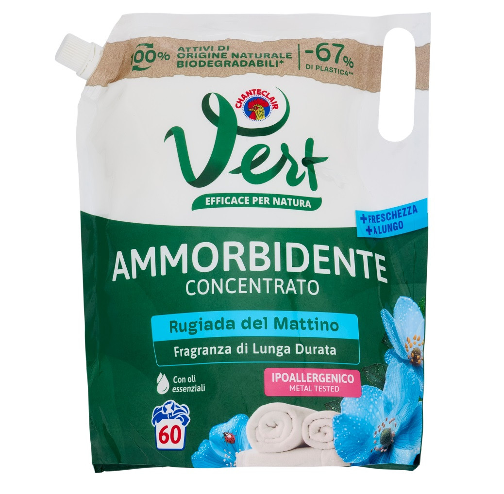 Пом'якшувач для прання ChanteClair Vert 1200 мл 60 прань з ароматом ранкової роси, фото 1