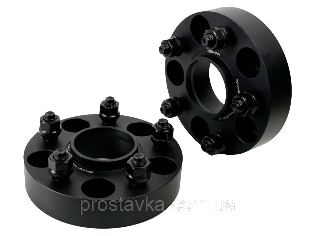 Проставка-адаптер з напр. GETMANN | 30 мм 5/114.3-64.1 Шпильки 12х1.5 Кована Чорна (D-150), фото 1
