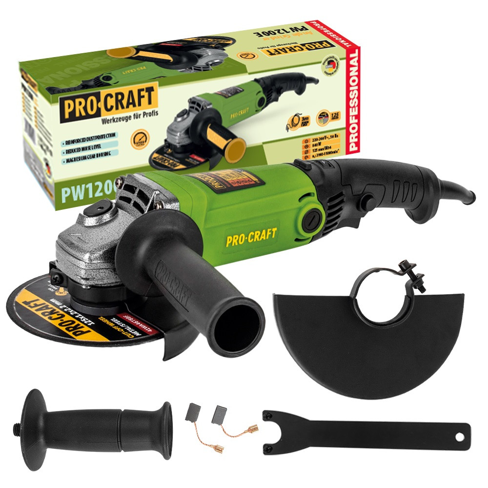 Кутова шліфмашина 125 мм, 860 Вт Procraft PW-1200E